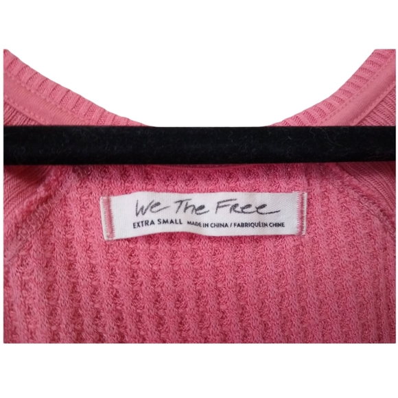 We the Free People Womens Pink Santa Clara Waffle Oversized Thermal Knit Top XS - Picture 10 of 12